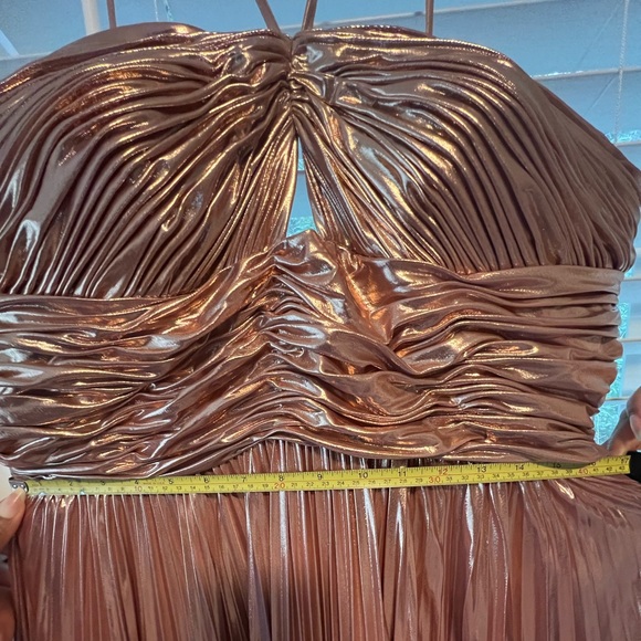 BRAND NEW LONG A-LINE SLEEVELESS LAME' DRESS WITH ADJUSTABLE SPAGHETTI STRAPS - Picture 9 of 12